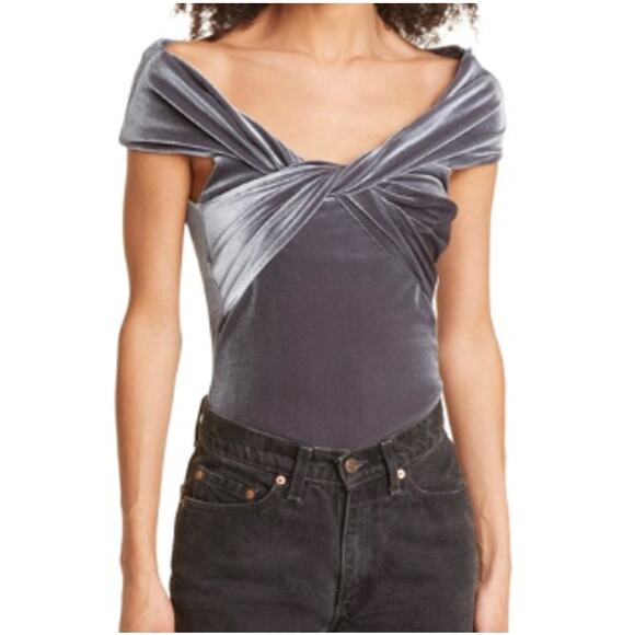 Alix Nyc Grove Twisted Velvet Bodysuit Medium - Picture 1 of 7